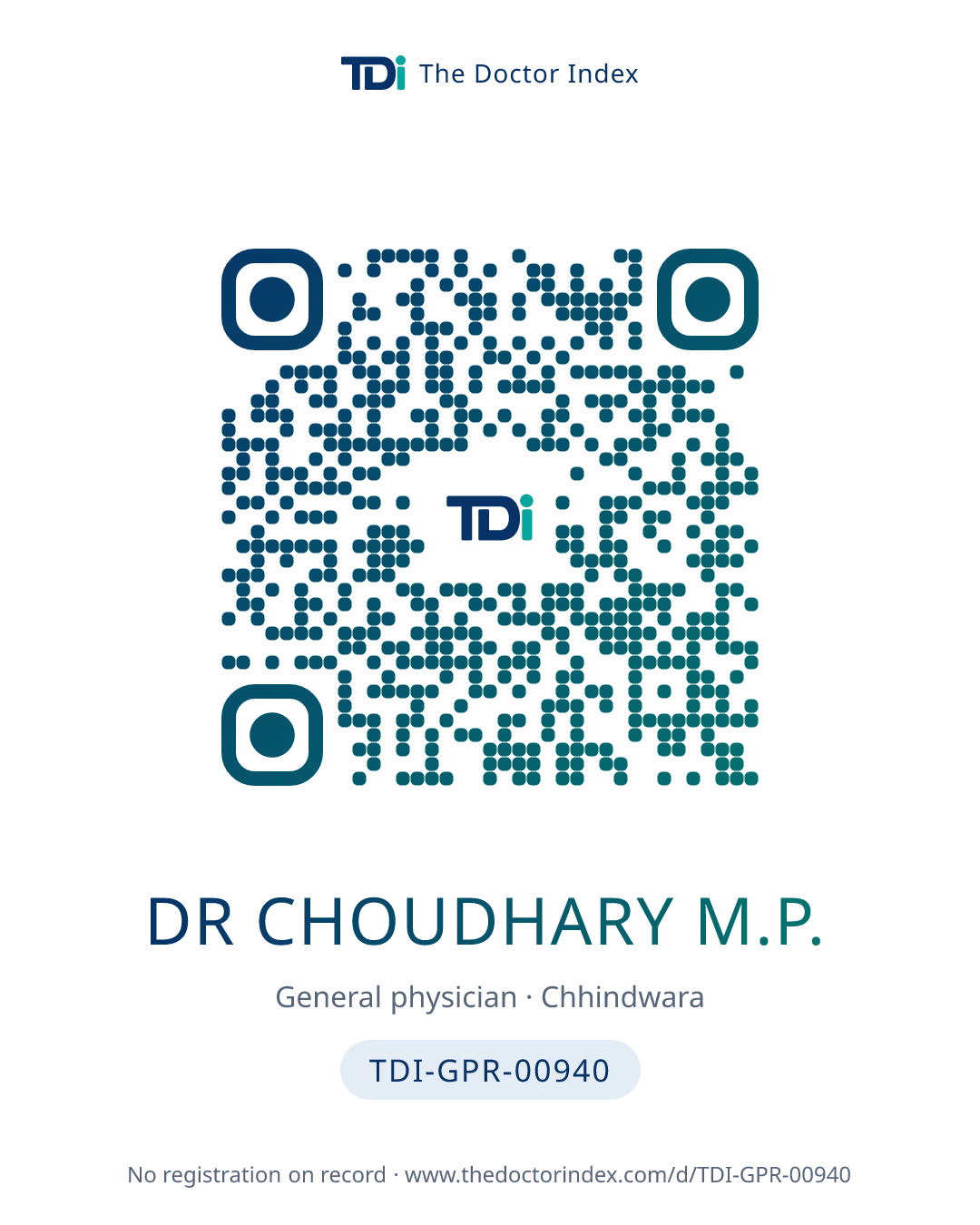 QR card for Dr Choudhary M.P., TDI-GPR-00940