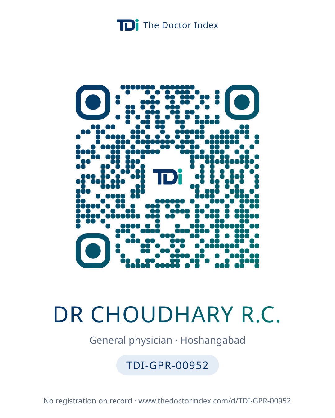 QR card for Dr Choudhary R.C., TDI-GPR-00952