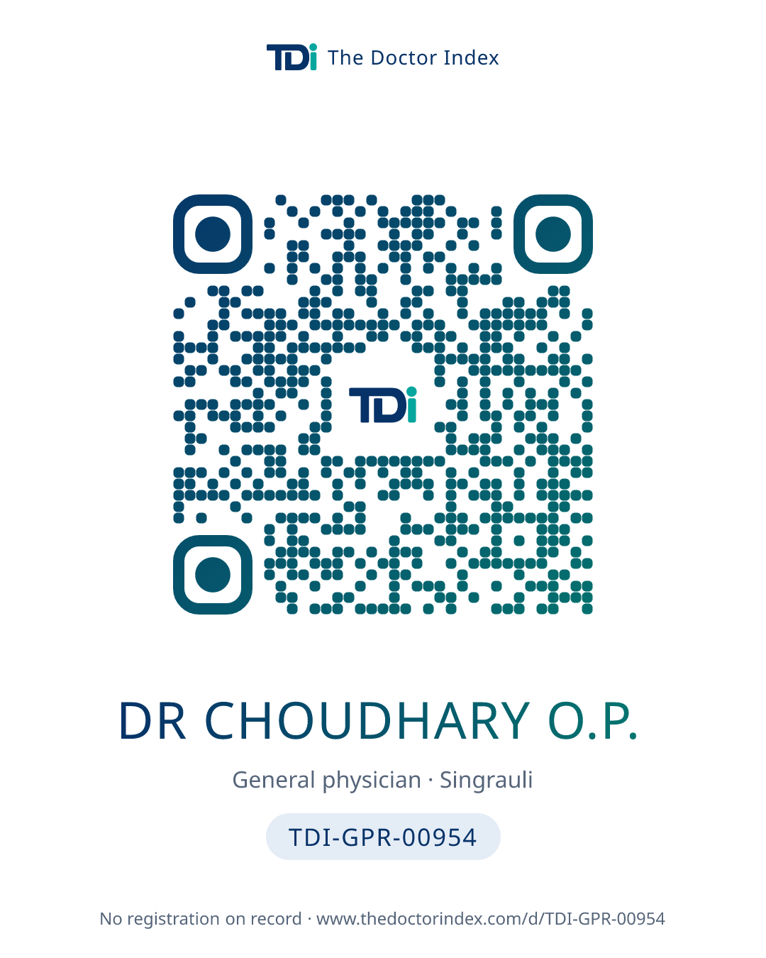 QR card for Dr Choudhary O.P., TDI-GPR-00954