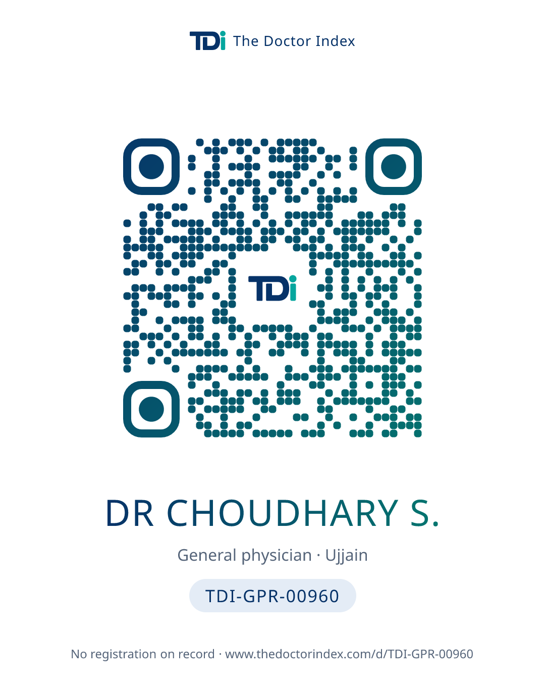 QR card for Dr Choudhary S., TDI-GPR-00960