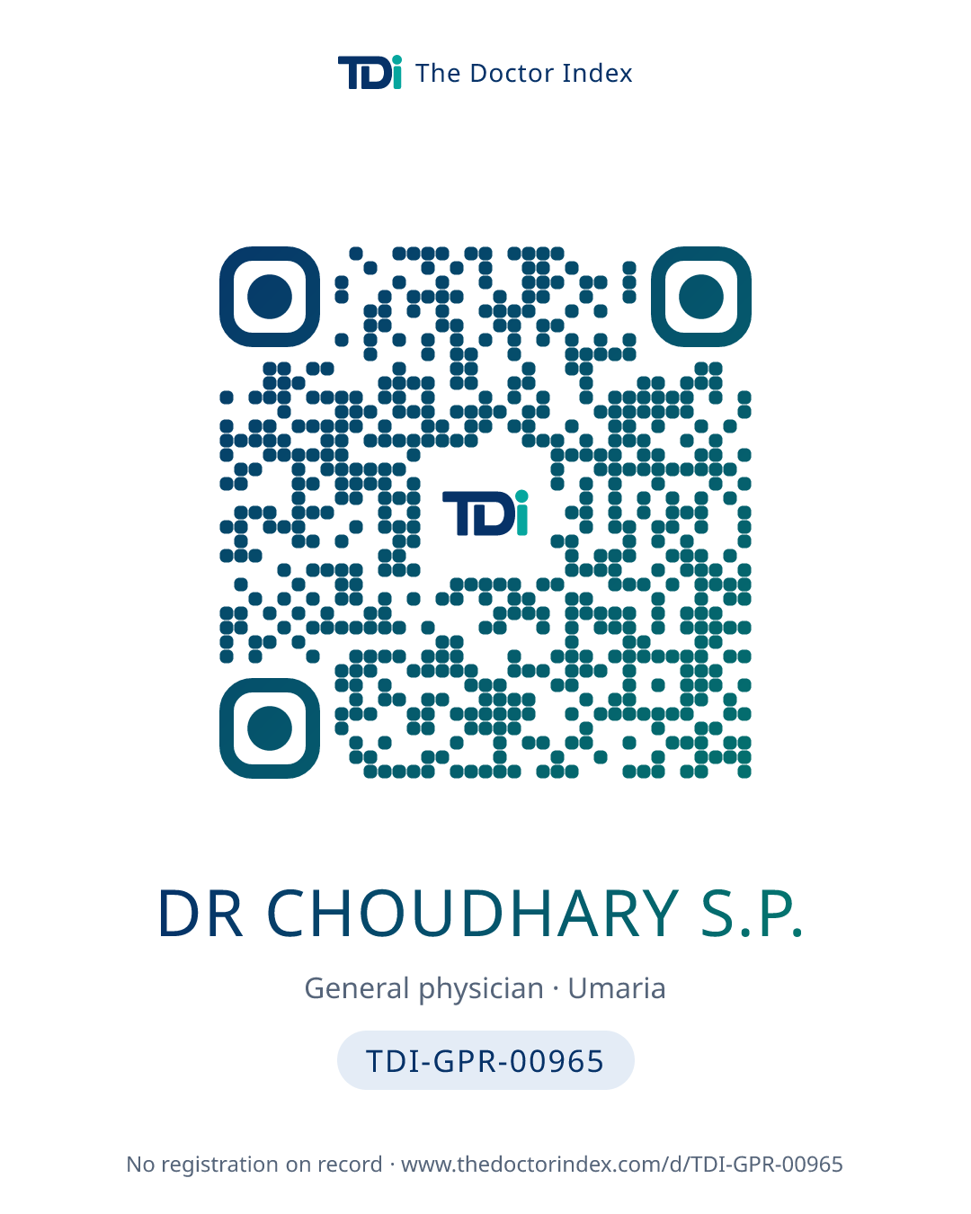 QR card for Dr Choudhary S.P., TDI-GPR-00965