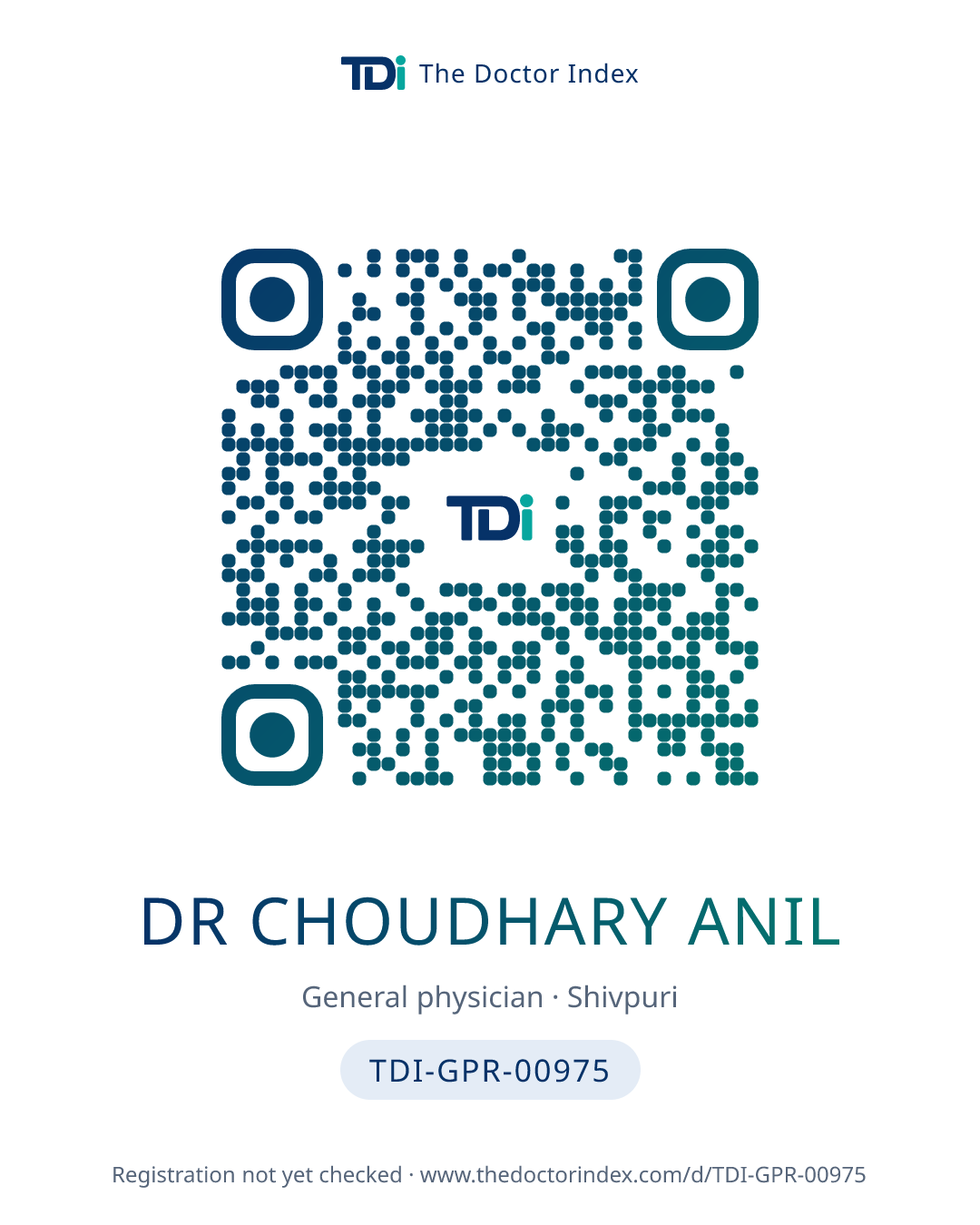 QR card for Dr Choudhary Anil, TDI-GPR-00975