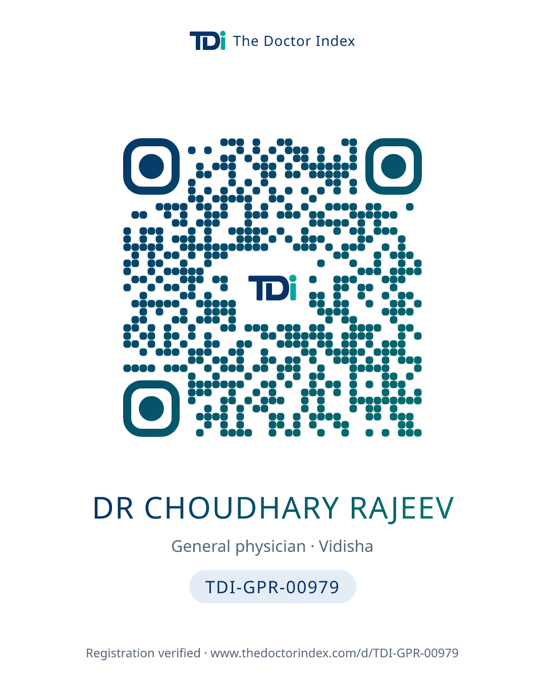 QR card for Dr Choudhary Rajeev, TDI-GPR-00979