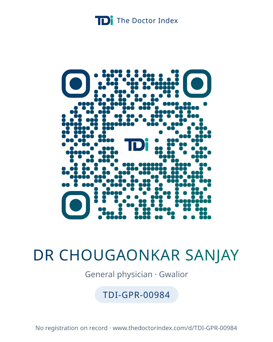 QR card for Dr Chougaonkar Sanjay, TDI-GPR-00984