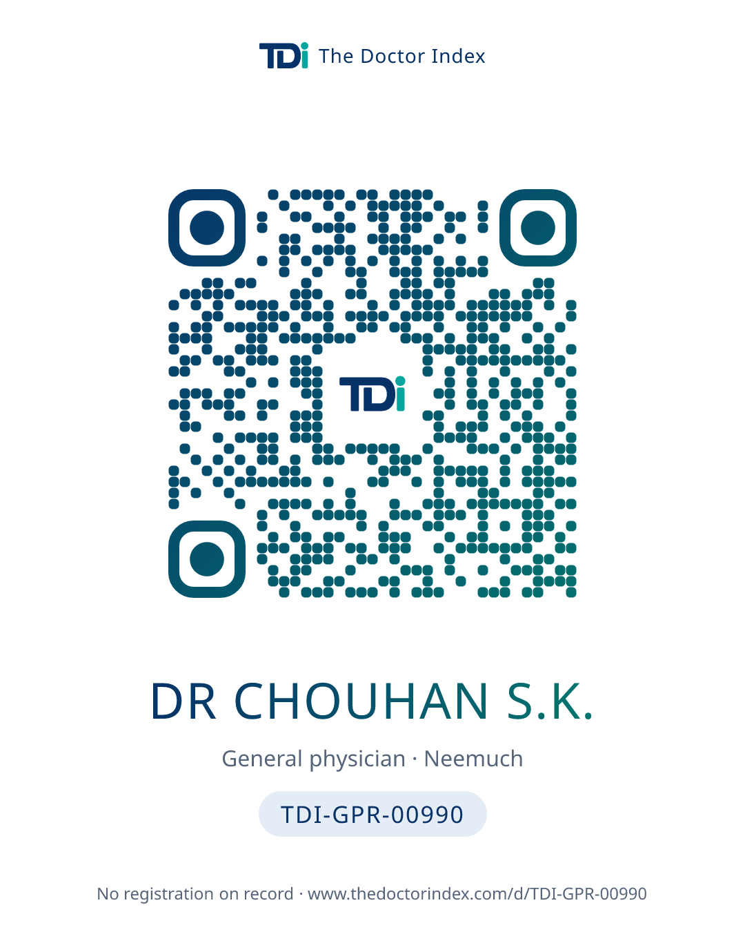 QR card for Dr Chouhan S.K., TDI-GPR-00990