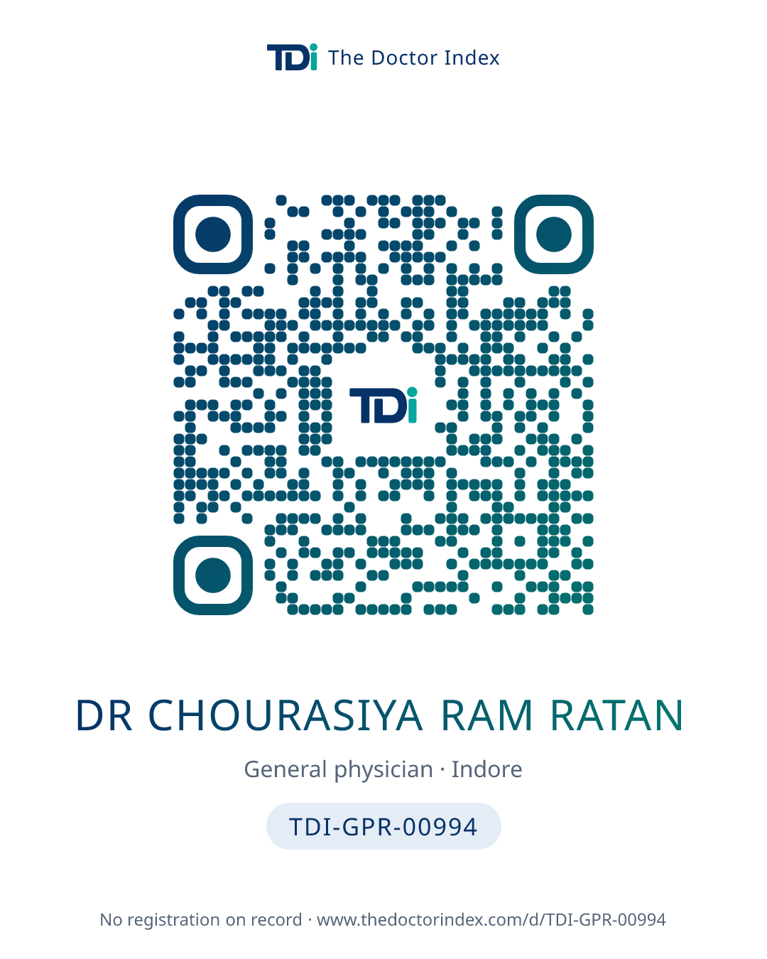 QR card for Dr Chourasiya Ram Ratan, TDI-GPR-00994