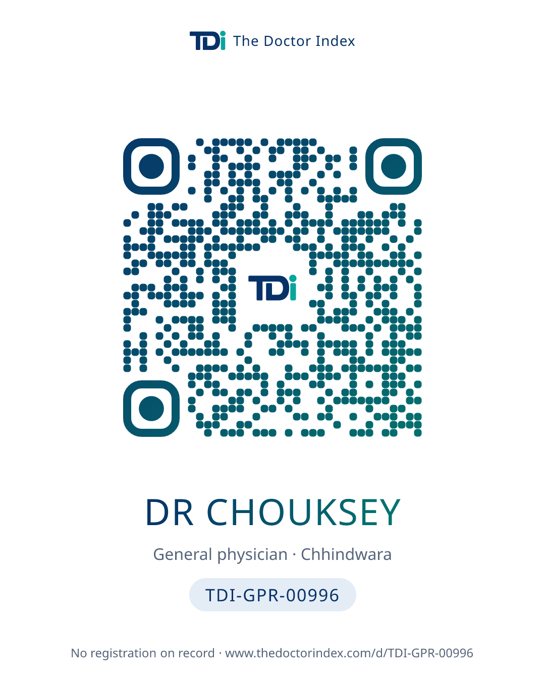 QR card for Dr Chouksey, TDI-GPR-00996