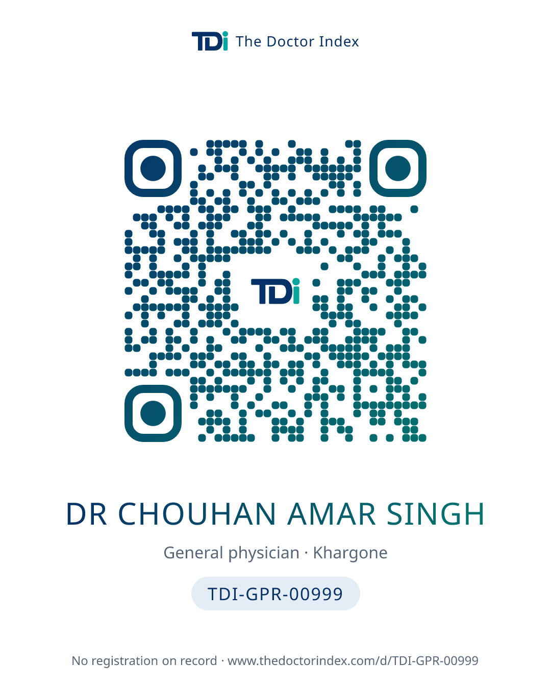 QR card for Dr Chouhan Amar Singh, TDI-GPR-00999