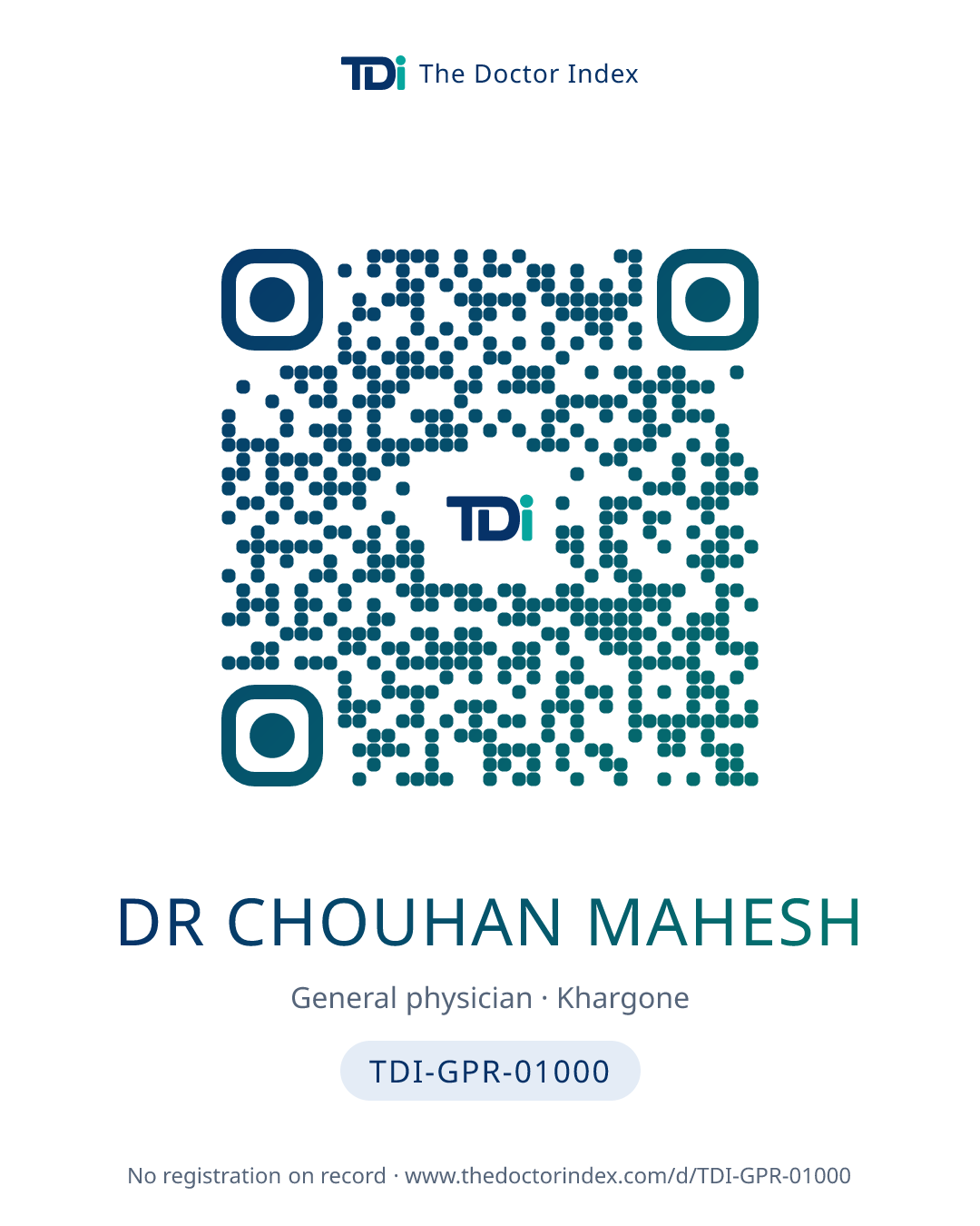 QR card for Dr Chouhan Mahesh, TDI-GPR-01000