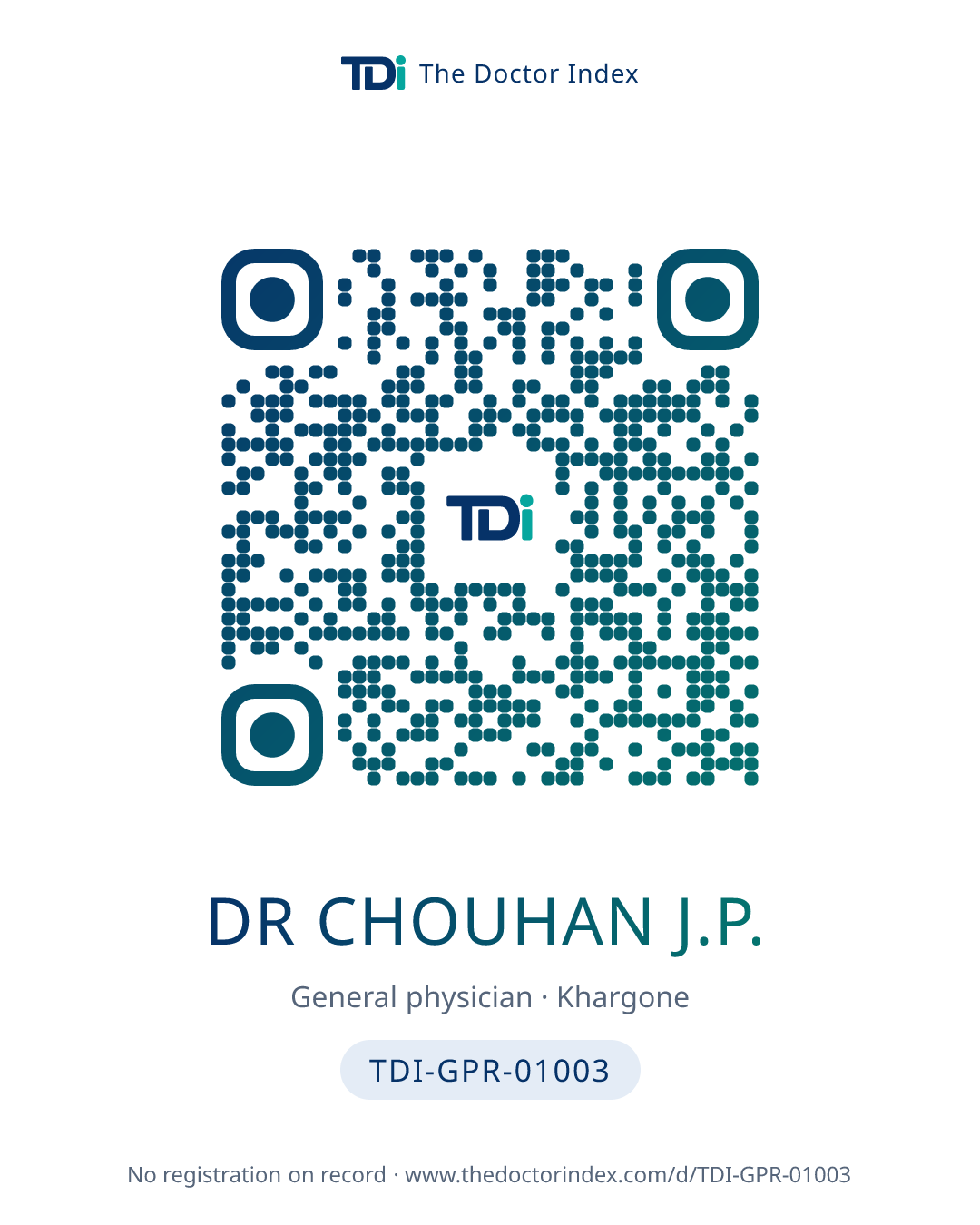 QR card for Dr Chouhan J.P., TDI-GPR-01003