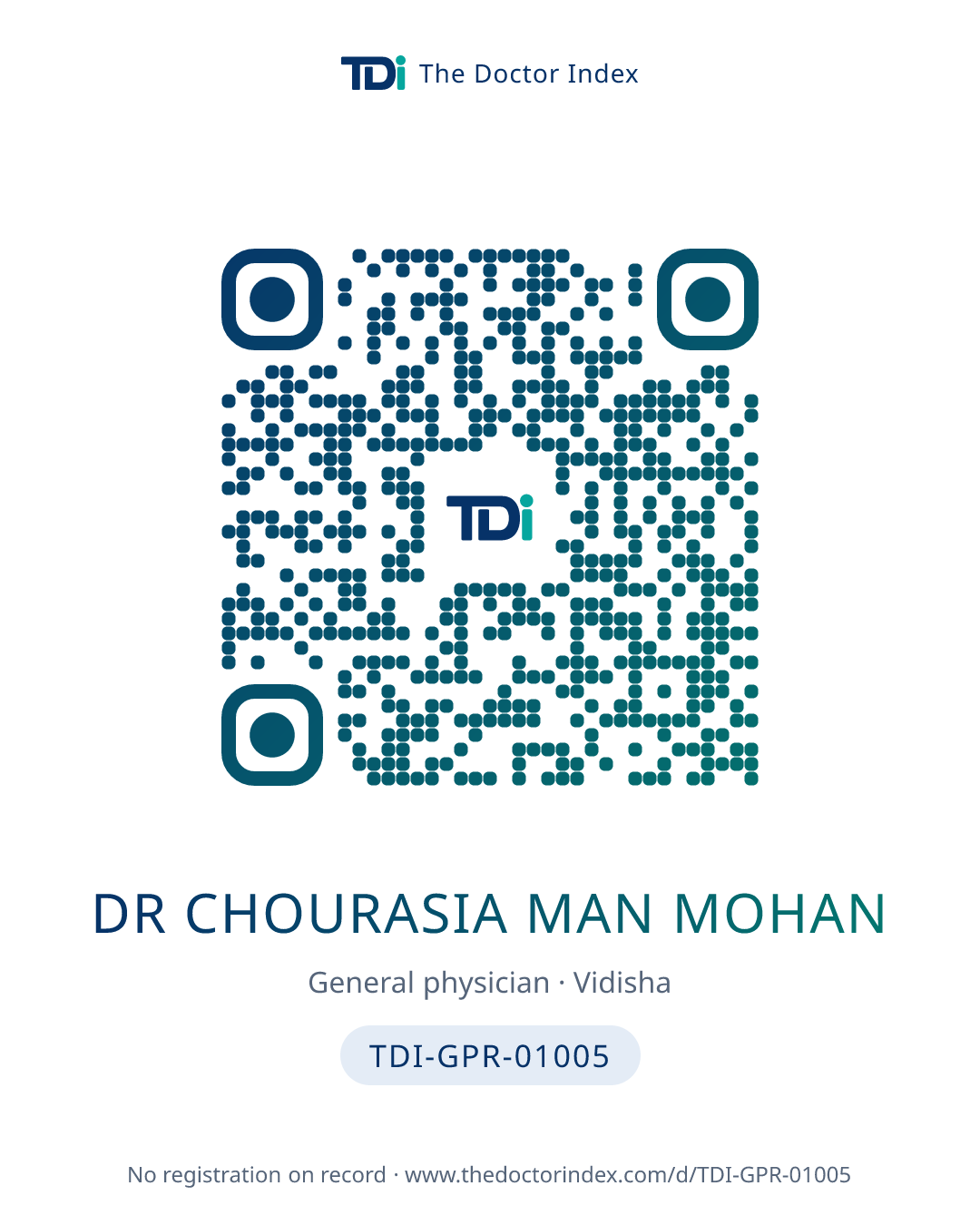 QR card for Dr Chourasia Man Mohan, TDI-GPR-01005