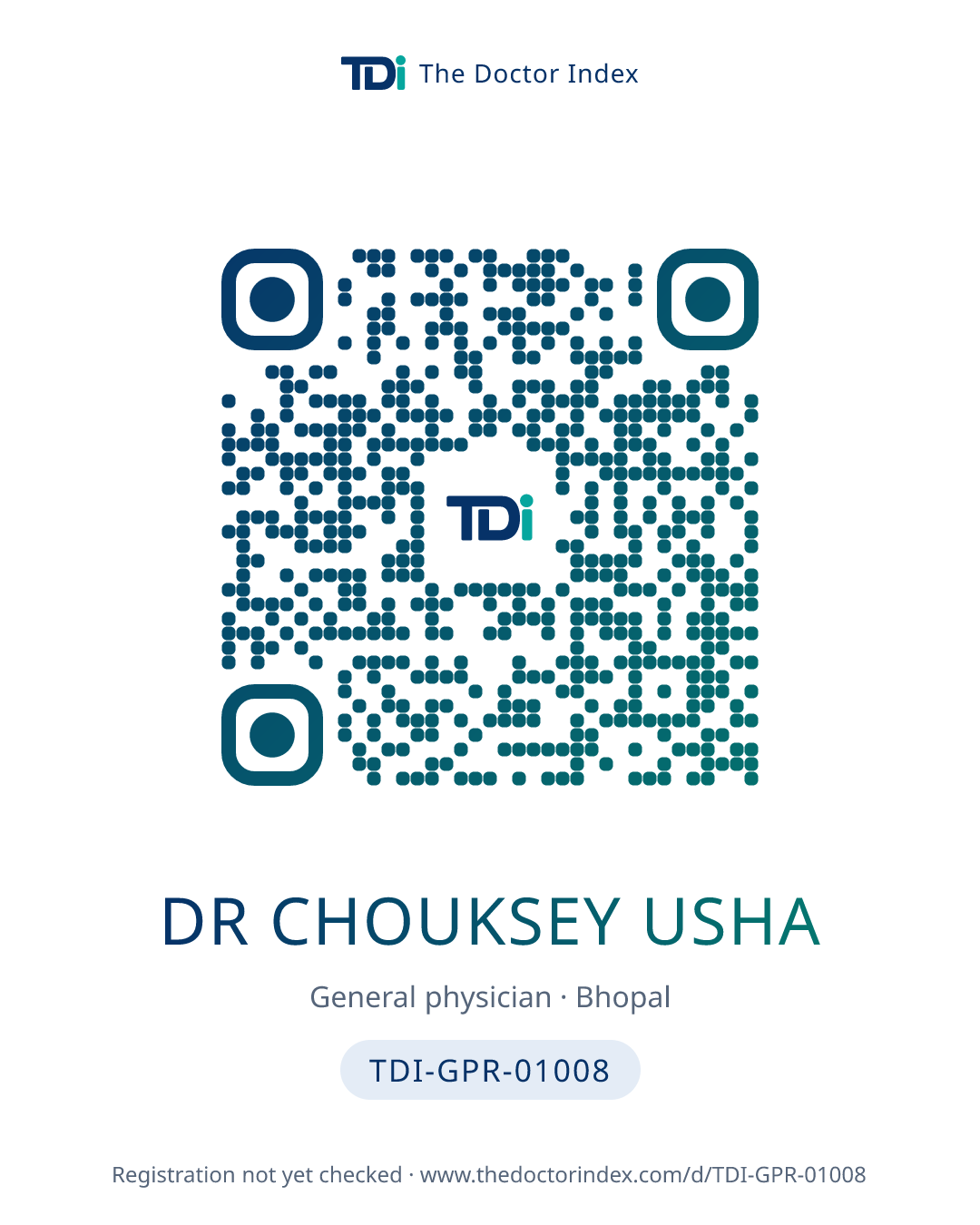 QR card for Dr Chouksey Usha, TDI-GPR-01008