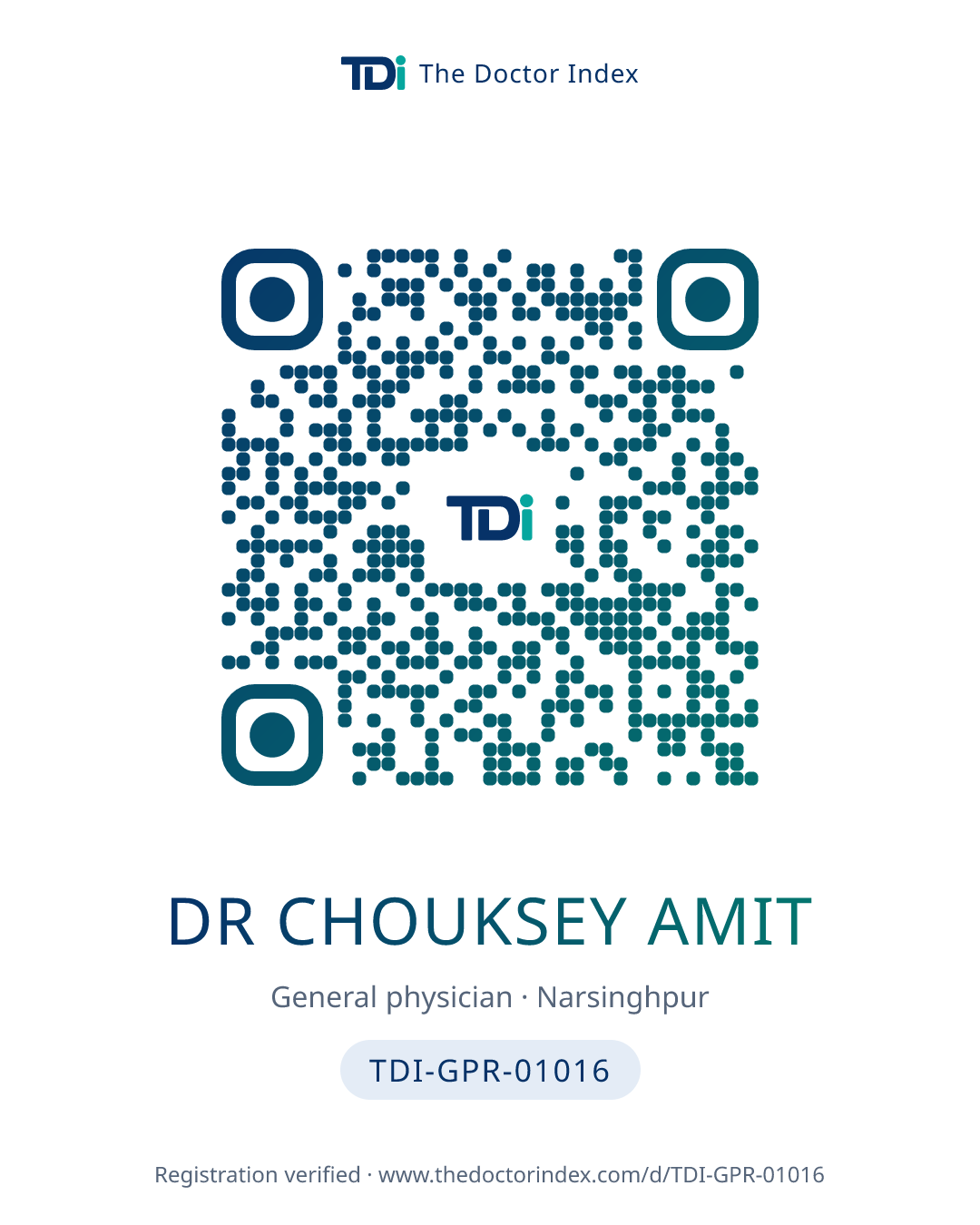 QR card for Dr Chouksey Amit, TDI-GPR-01016