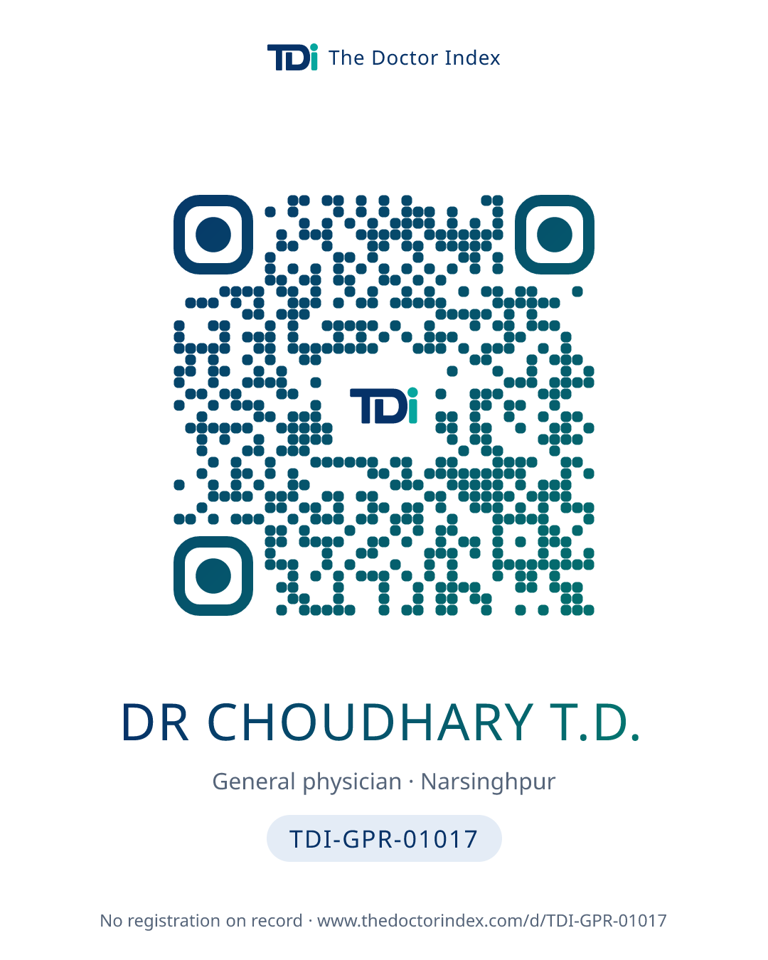 QR card for Dr Choudhary T.D., TDI-GPR-01017