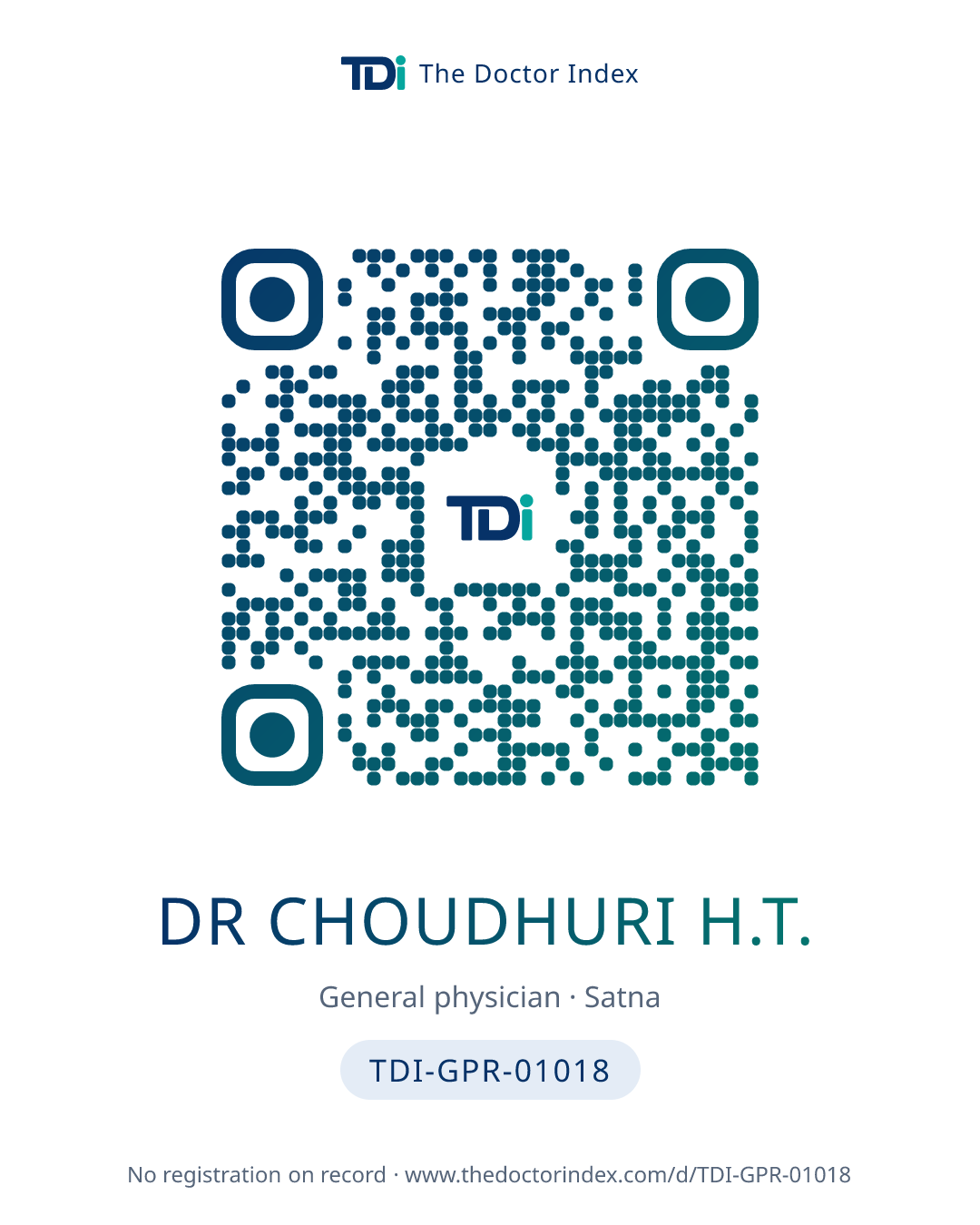 QR card for Dr Choudhuri H.T., TDI-GPR-01018