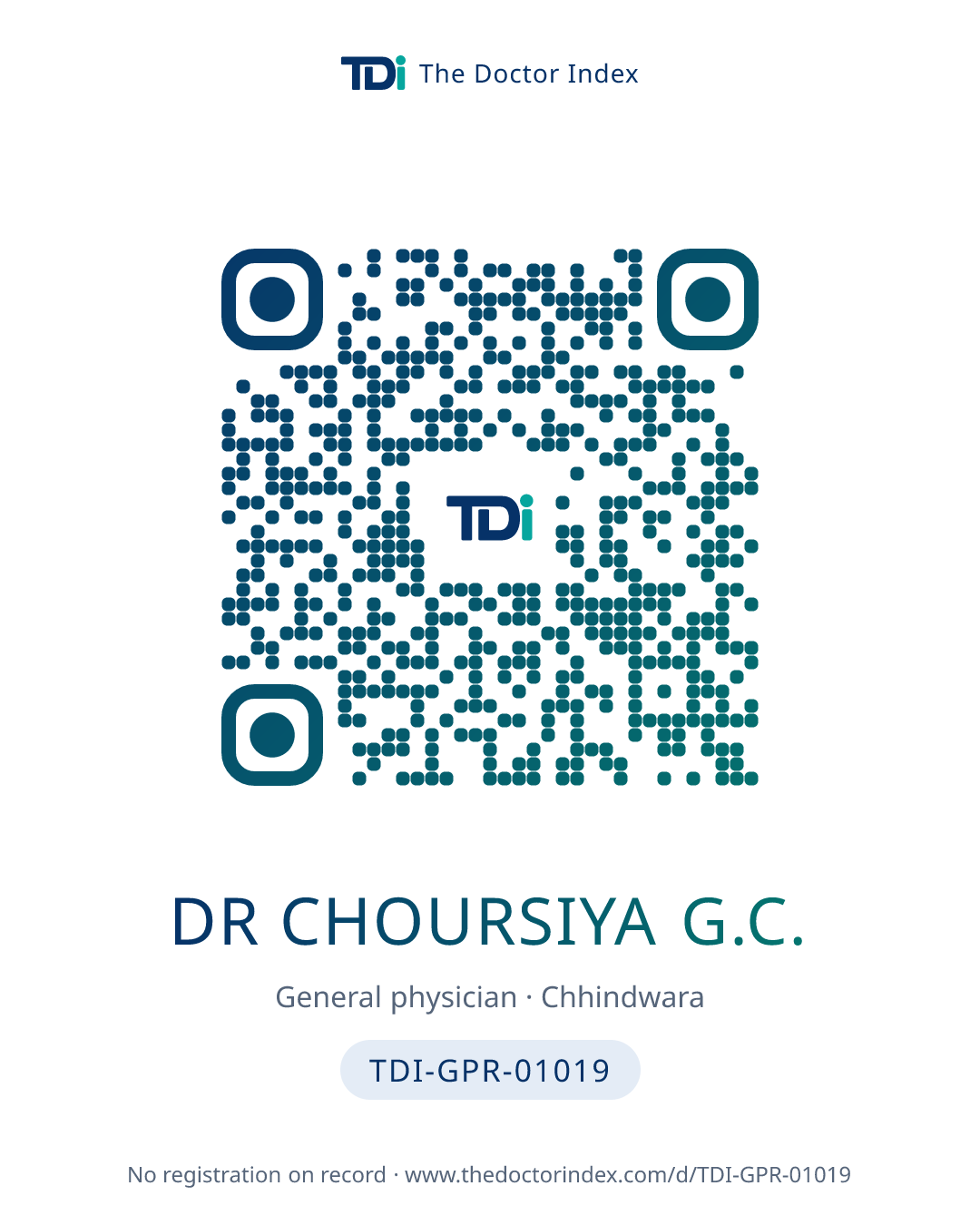 QR card for Dr Choursiya G.C., TDI-GPR-01019