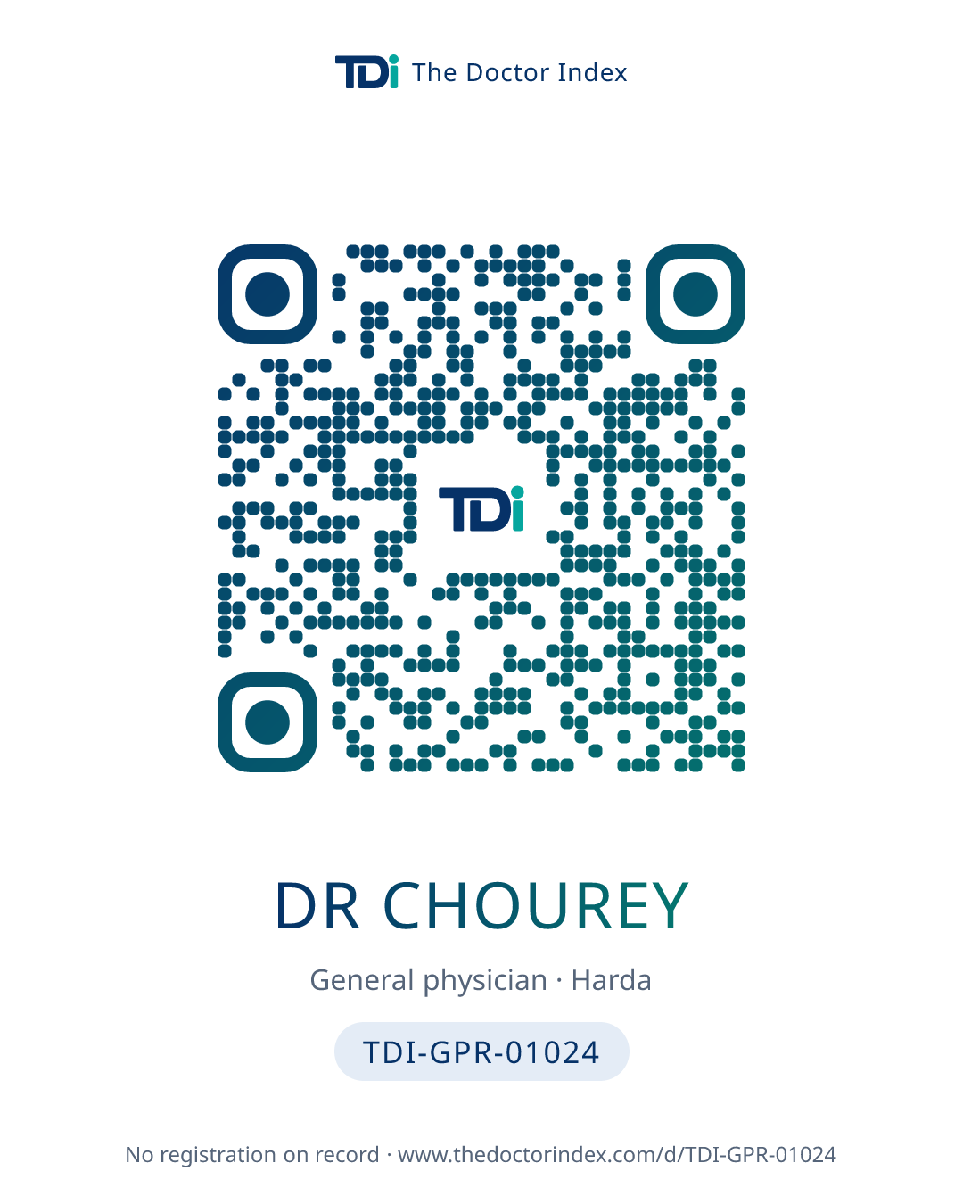 QR card for Dr Chourey, TDI-GPR-01024