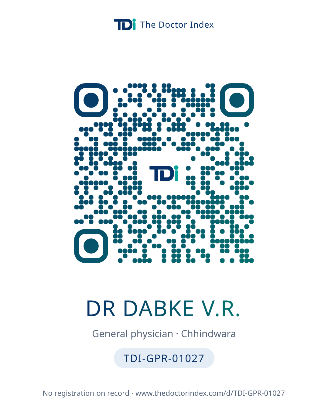 QR card for Dr Dabke V.R., TDI-GPR-01027