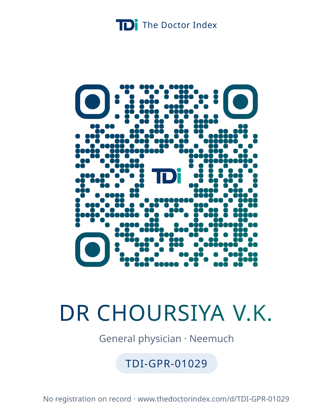 QR card for Dr Choursiya V.K., TDI-GPR-01029