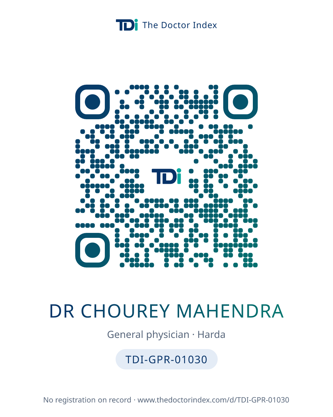 QR card for Dr Chourey Mahendra, TDI-GPR-01030