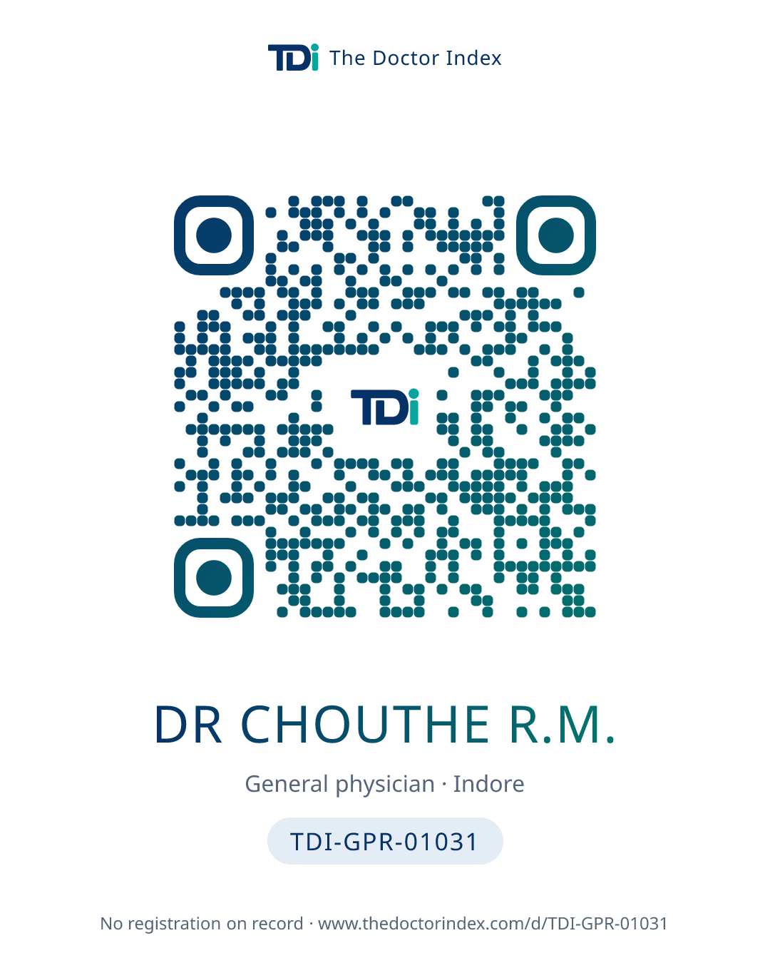 QR card for Dr Chouthe R.M., TDI-GPR-01031