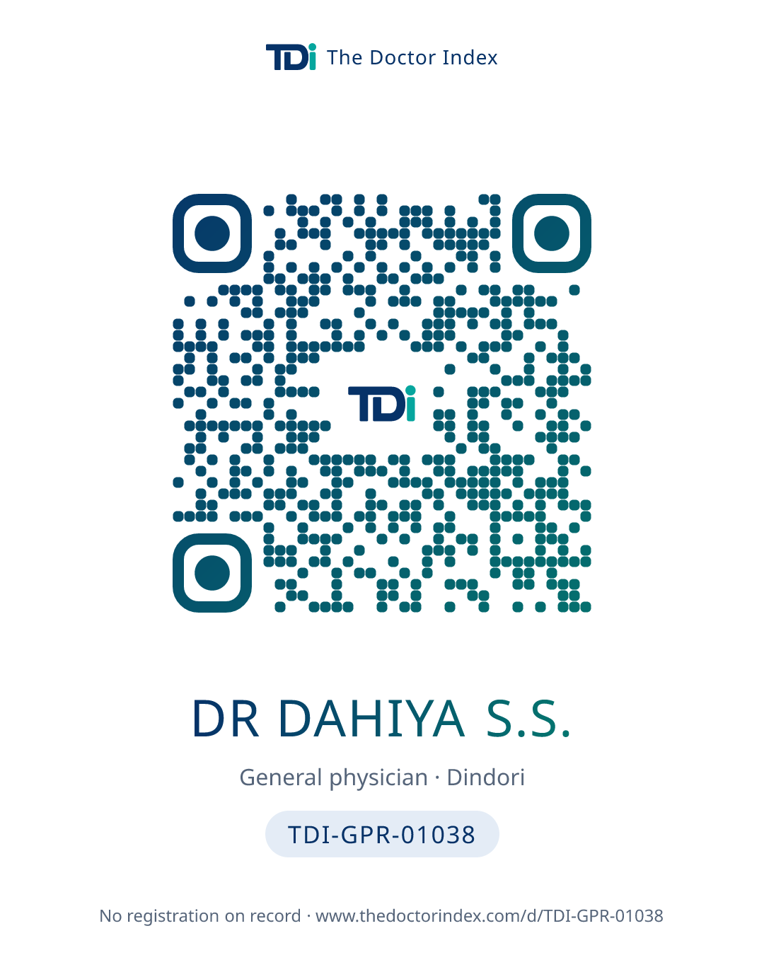 QR card for Dr Dahiya S.S., TDI-GPR-01038
