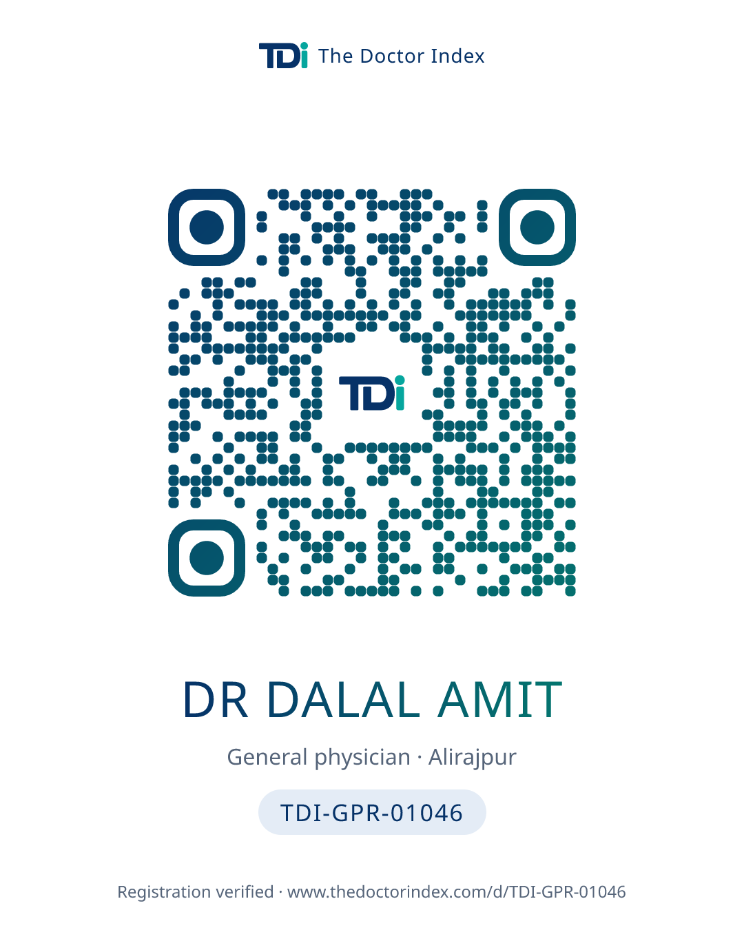 QR card for Dr Dalal Amit, TDI-GPR-01046