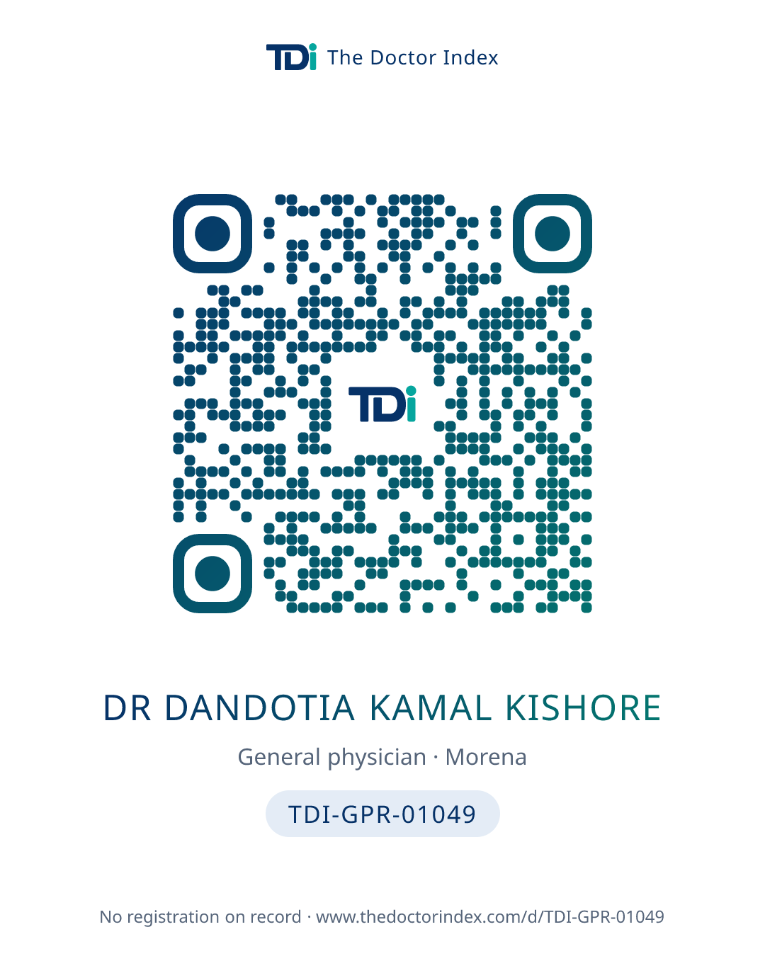 QR card for Dr Dandotia Kamal Kishore, TDI-GPR-01049