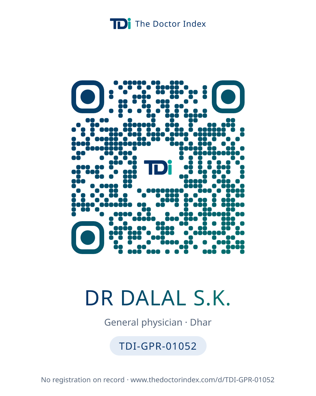 QR card for Dr Dalal S.K., TDI-GPR-01052