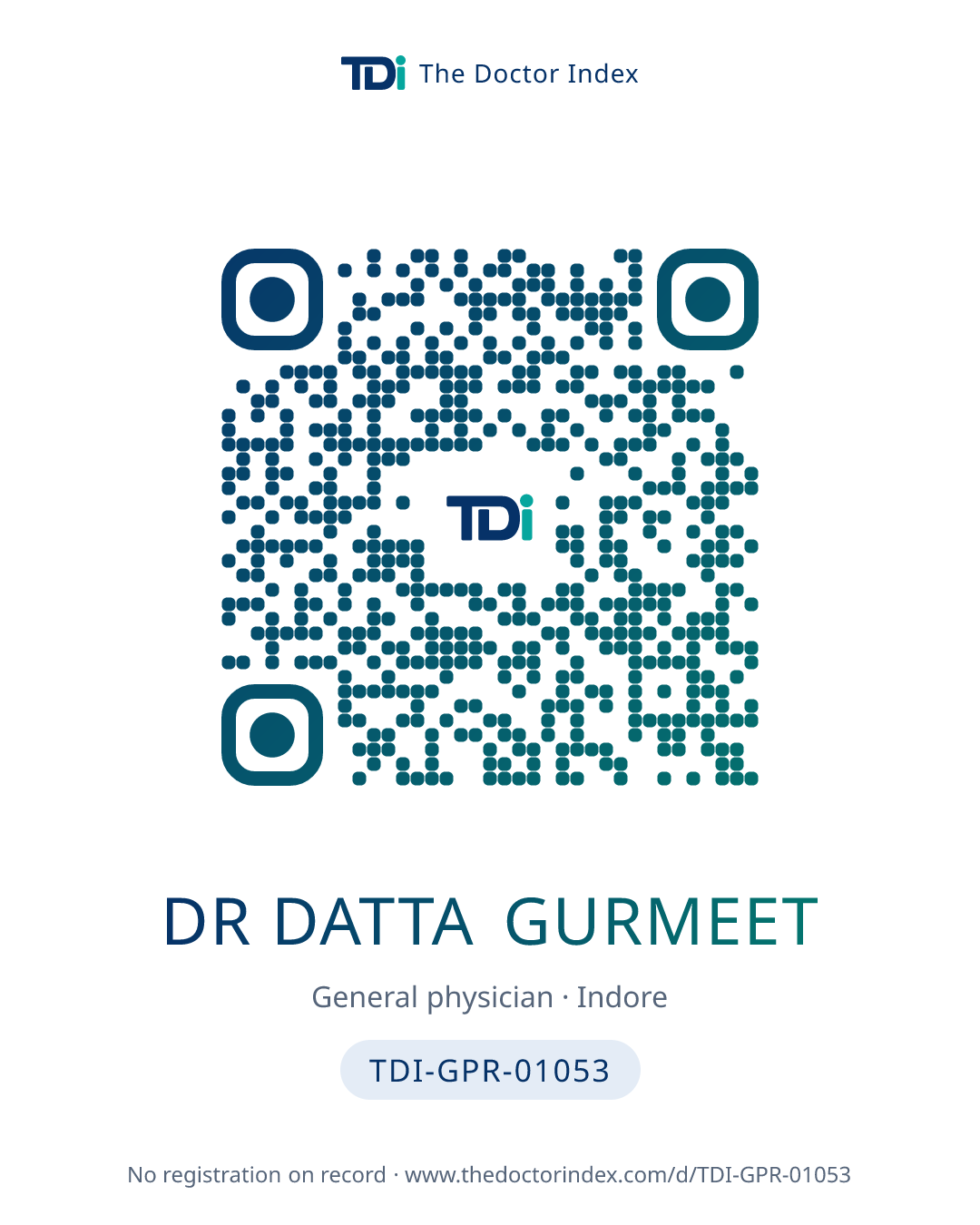 QR card for Dr Datta Gurmeet, TDI-GPR-01053