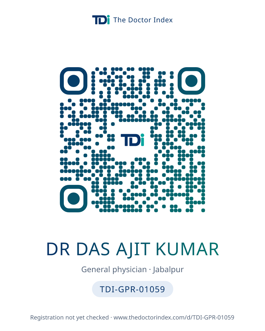QR card for Dr Das Ajit Kumar, TDI-GPR-01059