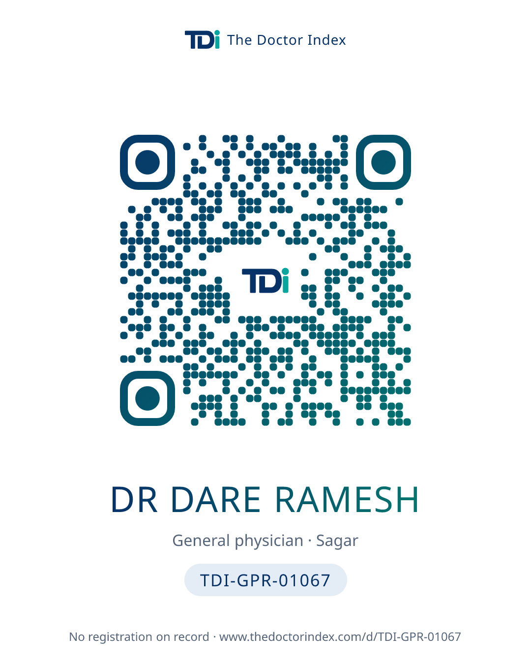 QR card for Dr Dare Ramesh, TDI-GPR-01067