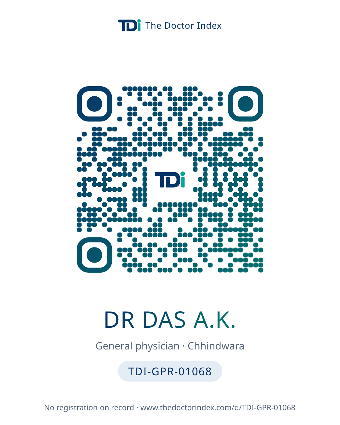 QR card for Dr Das A.K., TDI-GPR-01068