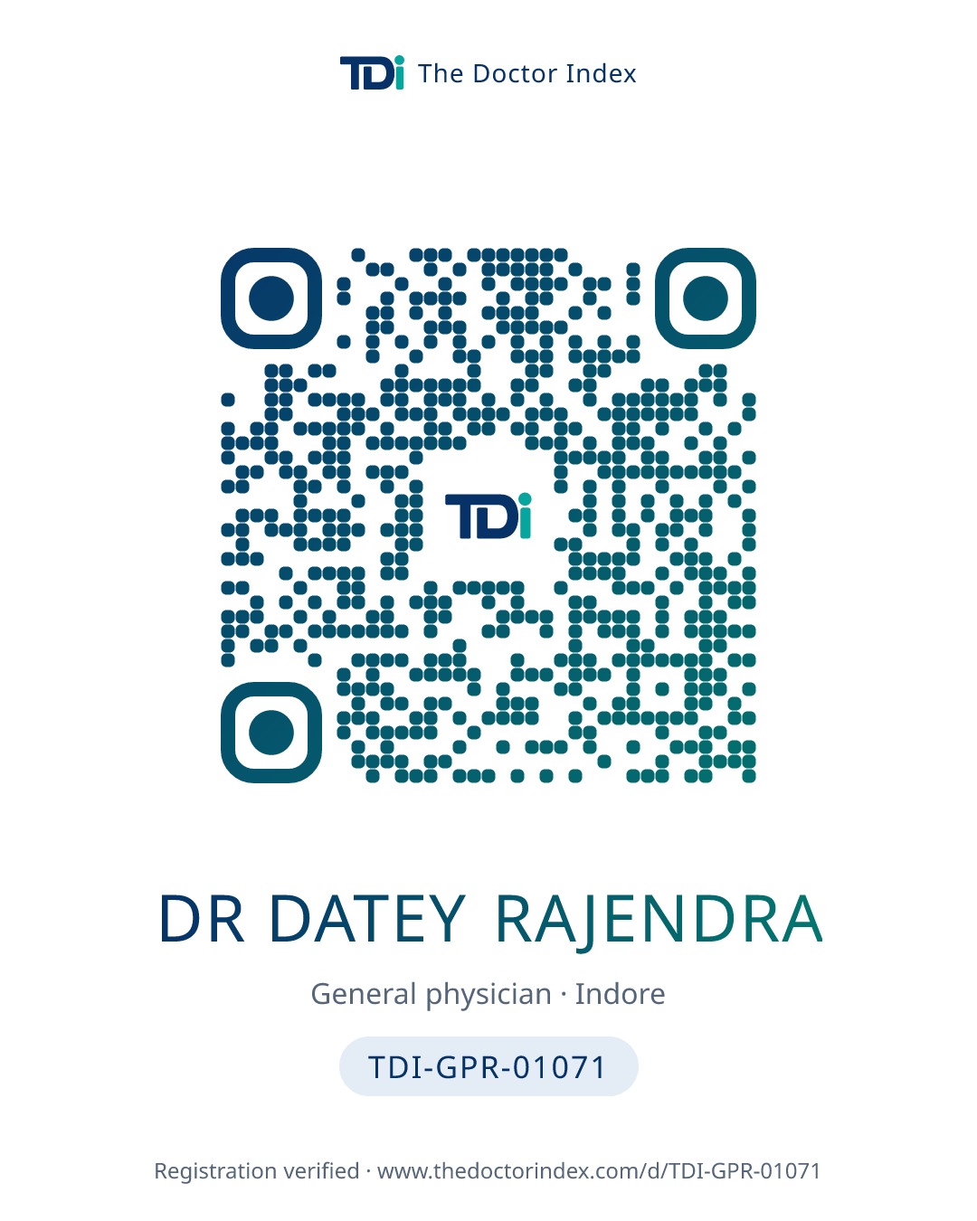 QR card for Dr Datey Rajendra, TDI-GPR-01071