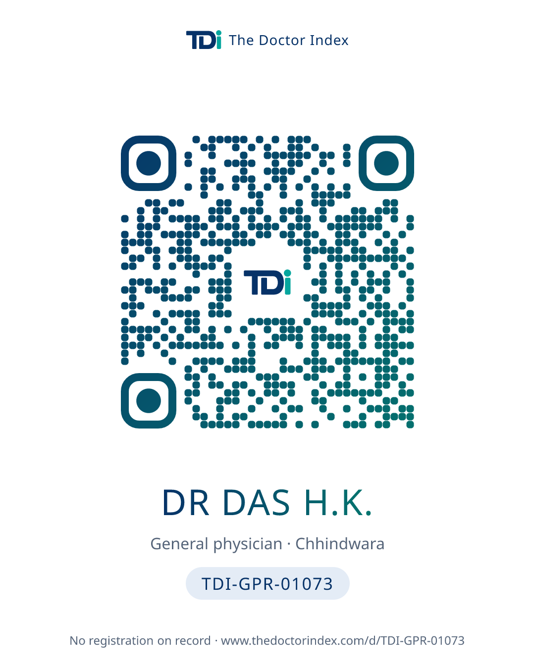 QR card for Dr Das H.K., TDI-GPR-01073