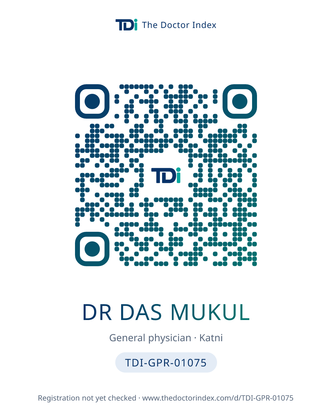 QR card for Dr Das Mukul, TDI-GPR-01075