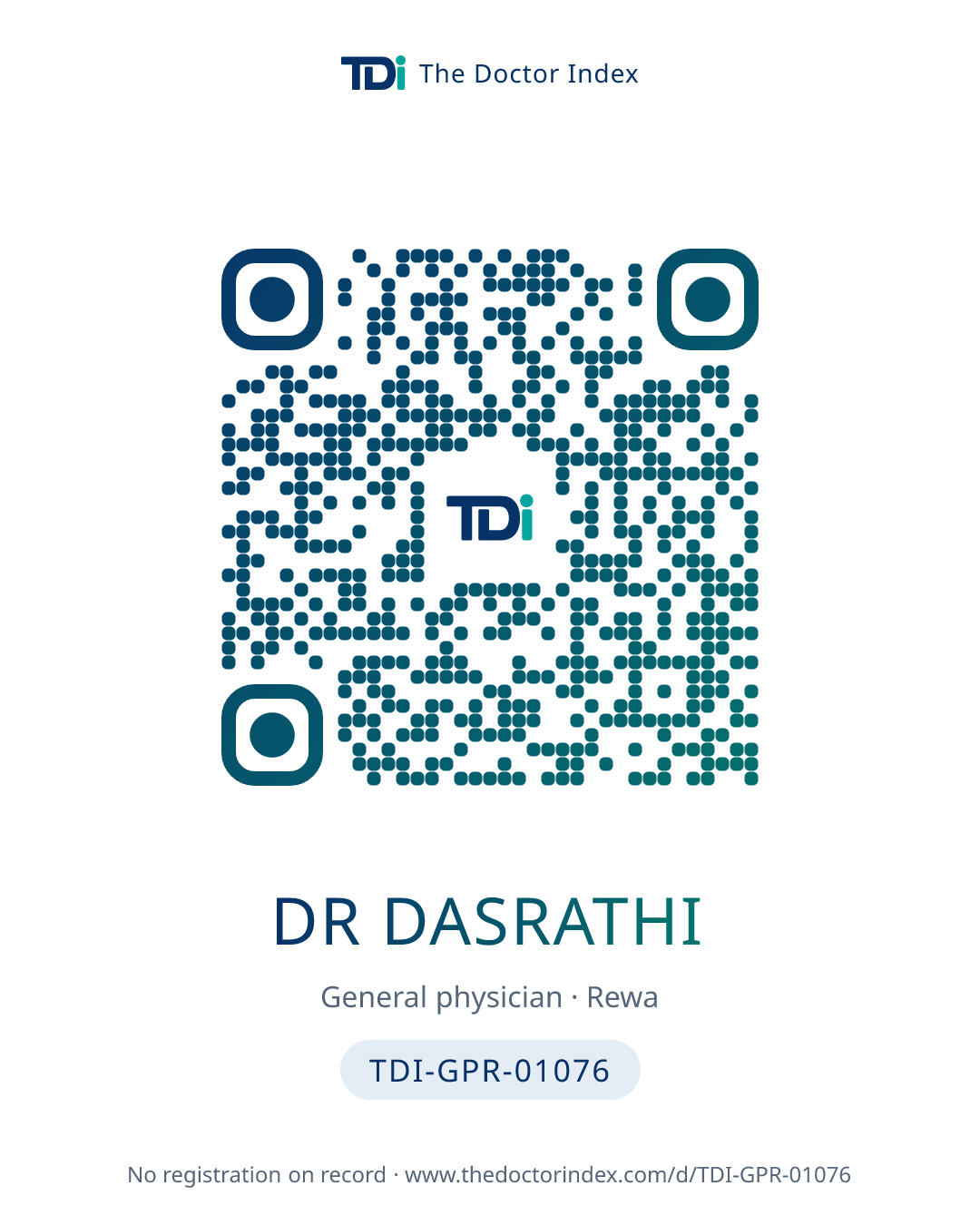 QR card for Dr Dasrathi, TDI-GPR-01076