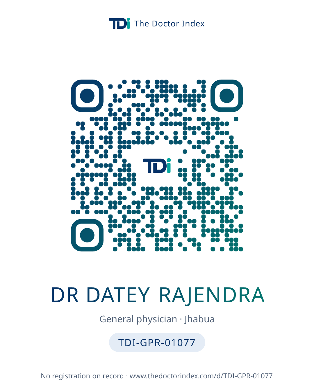 QR card for Dr Datey Rajendra, TDI-GPR-01077