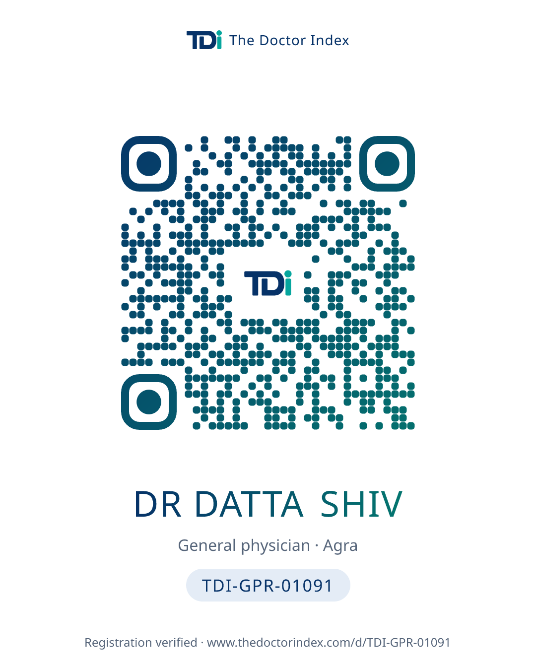 QR card for Dr Datta Shiv, TDI-GPR-01091