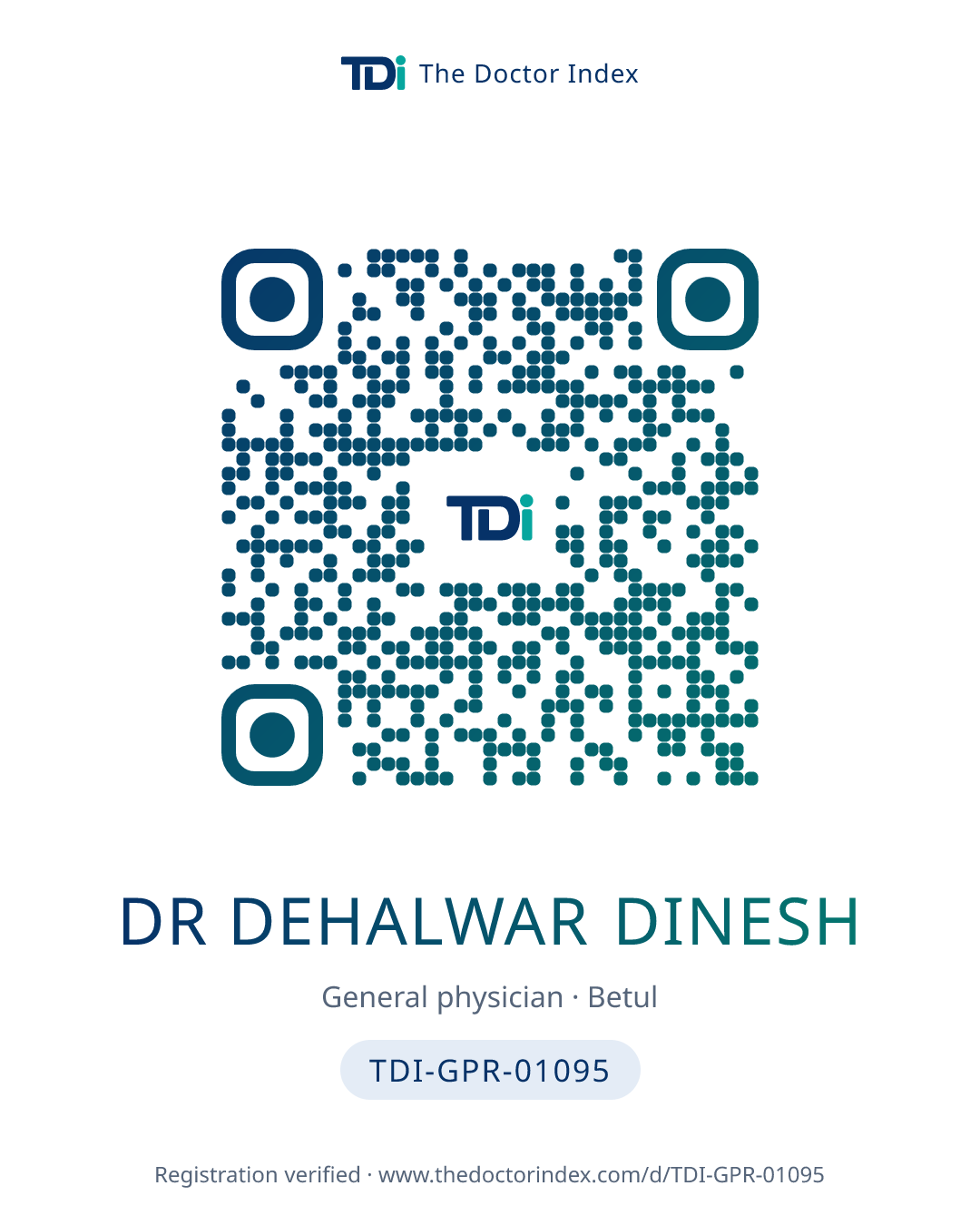 QR card for Dr Dehalwar Dinesh, TDI-GPR-01095