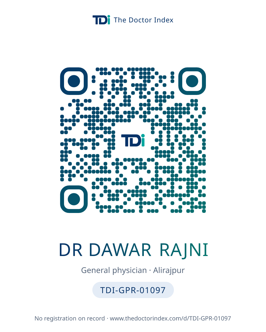 QR card for Dr Dawar Rajni, TDI-GPR-01097