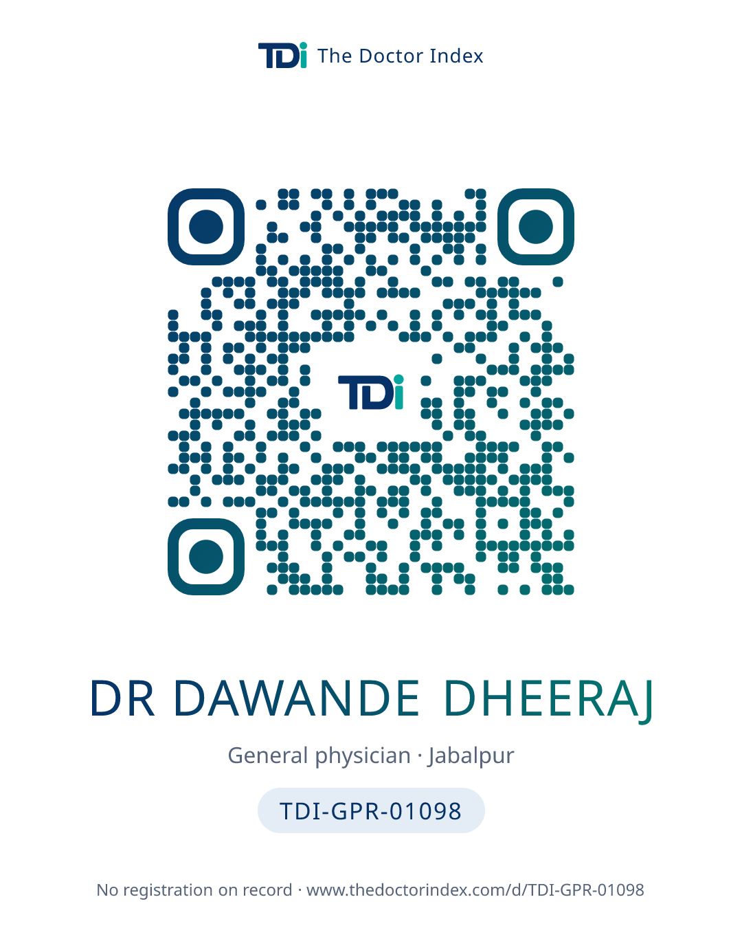 QR card for Dr Dawande Dheeraj, TDI-GPR-01098