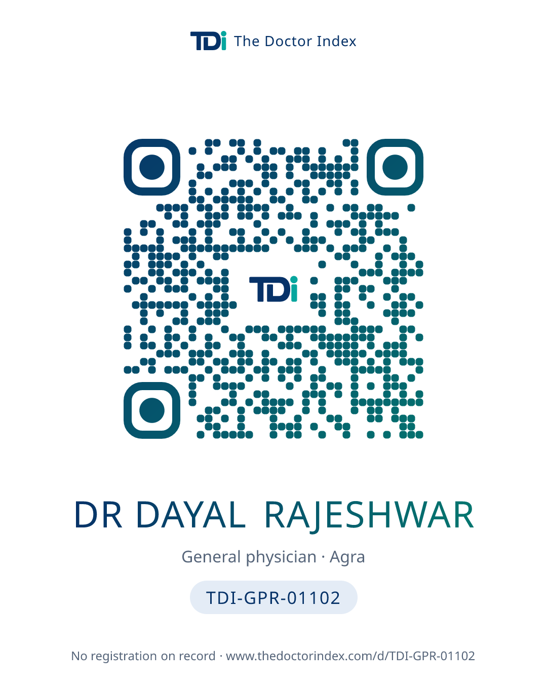 QR card for Dr Dayal Rajeshwar, TDI-GPR-01102
