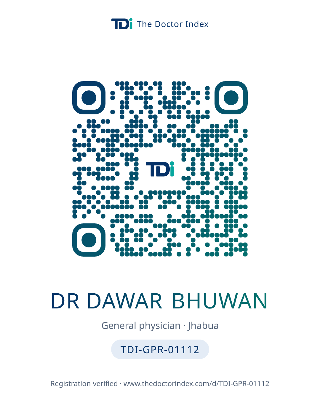 QR card for Dr Dawar Bhuwan, TDI-GPR-01112