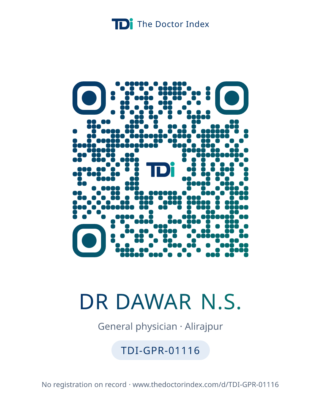QR card for Dr Dawar N.S., TDI-GPR-01116