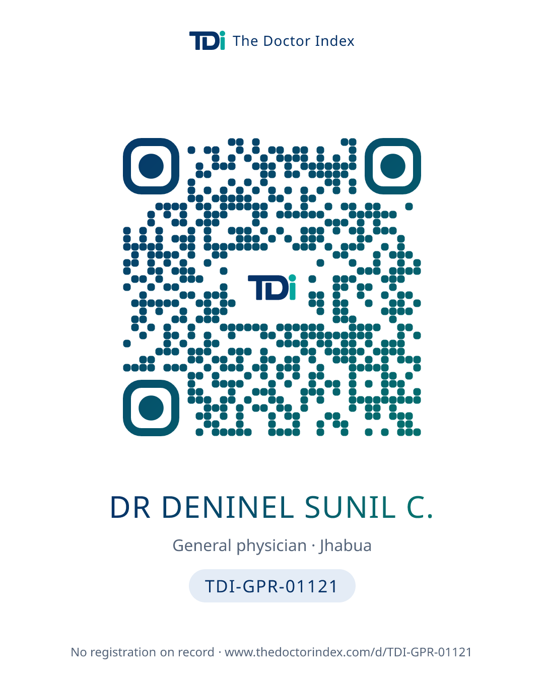 QR card for Dr Deninel Sunil C., TDI-GPR-01121