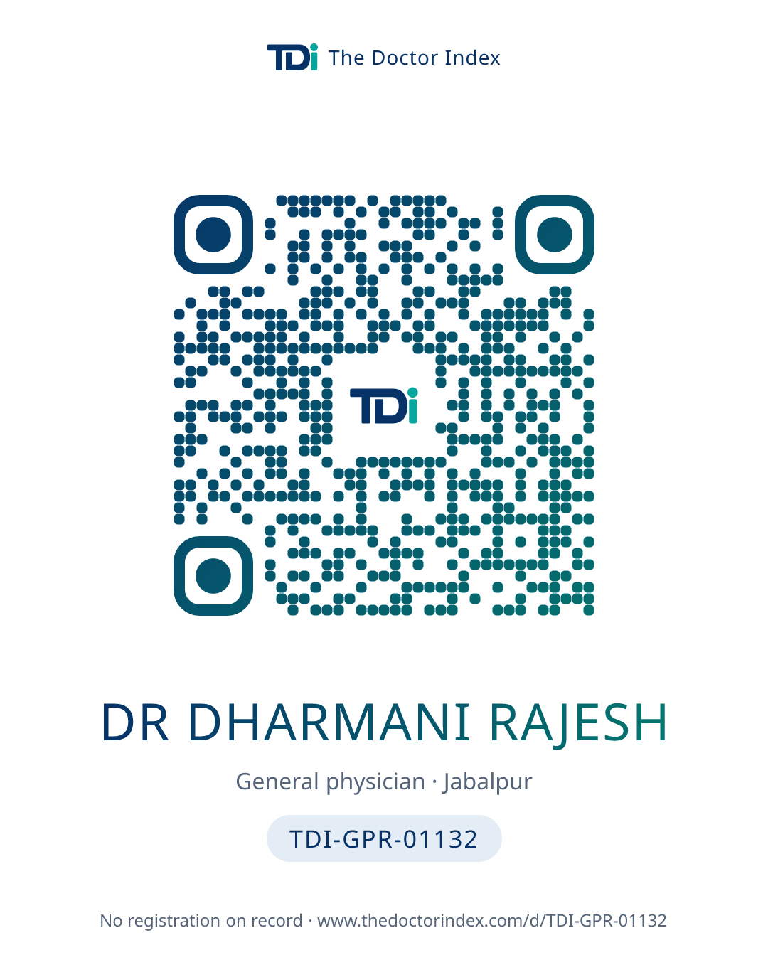QR card for Dr Dharmani Rajesh, TDI-GPR-01132