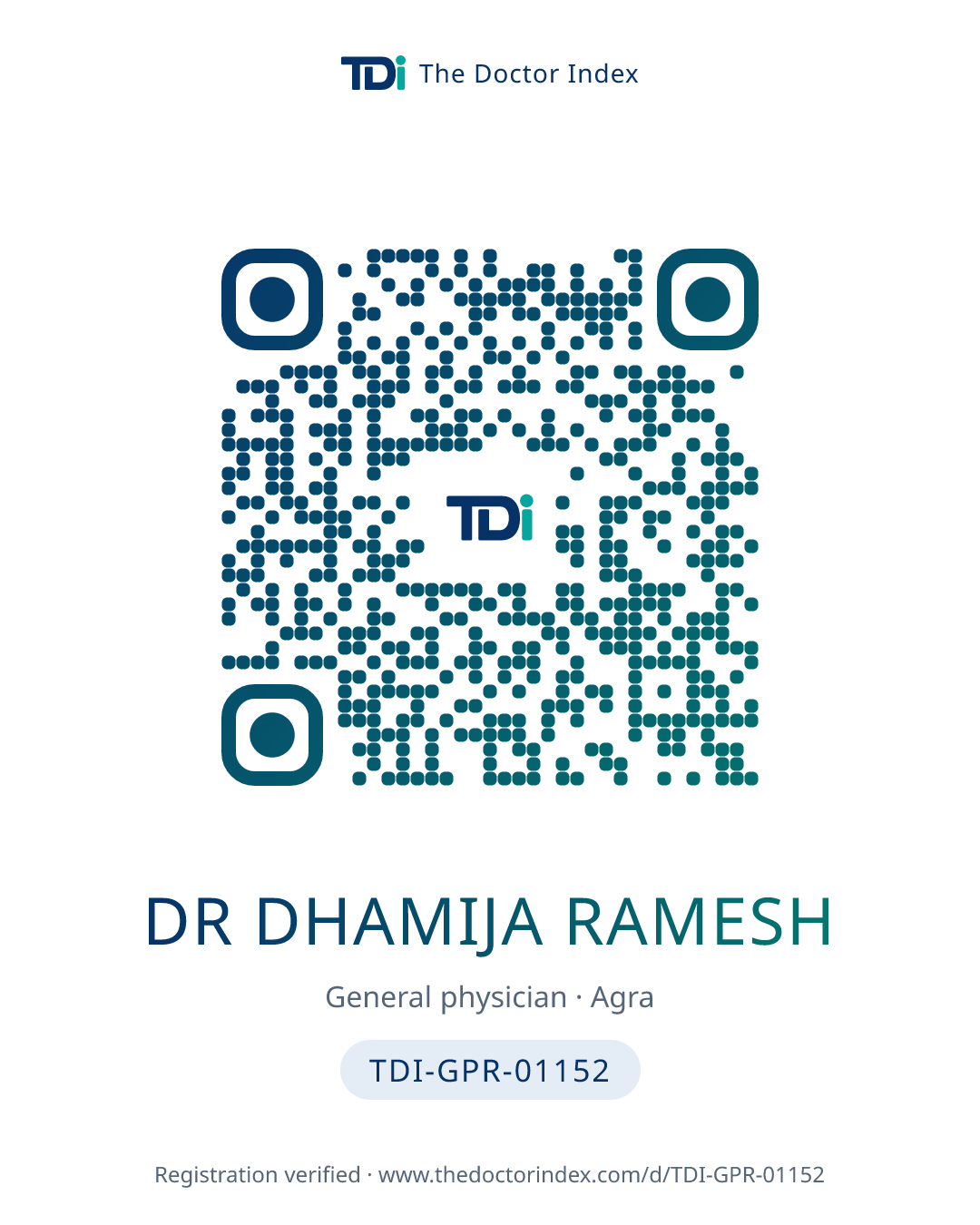 QR card for Dr Dhamija Ramesh, TDI-GPR-01152