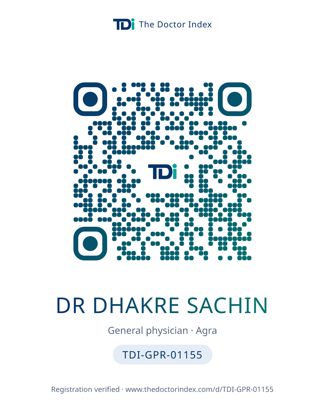 QR card for Dr Dhakre Sachin, TDI-GPR-01155