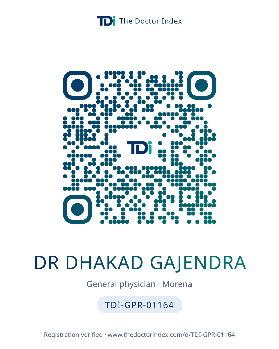 QR card for Dr Dhakad Gajendra, TDI-GPR-01164